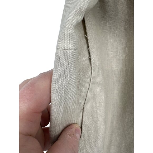 J. Crew Womens Beige Linen-Blend With Elastic Waist & Tie Belt Ankle Pants Sz 12 - Picture 2 of 10